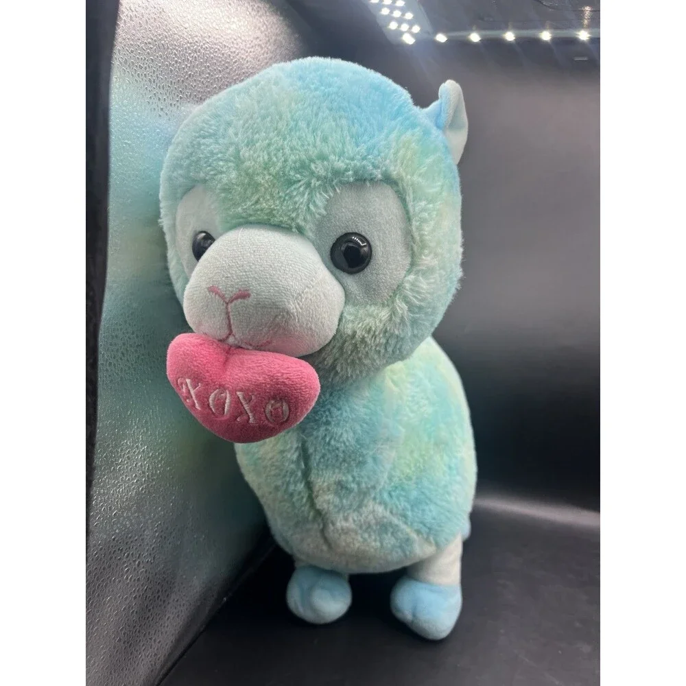 Kellytoy Aqua Llama Alpaca Plush 15” XOXO Heart Valentine Stuffed Animal